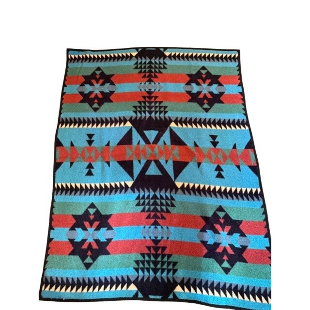 Southwestern Vintage Dinarsu Aztec Fleece Blanket Crown Crafts 60x80 Plush Bound